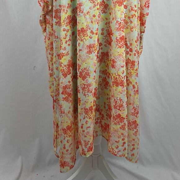 Jason Wu Yellow Orange Floral Kaftan Midi Dress Size L - Picture 4 of 13